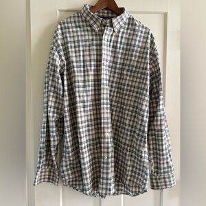 St. John's Bay White, Blue & Gray Plaid Button-Down Shirt